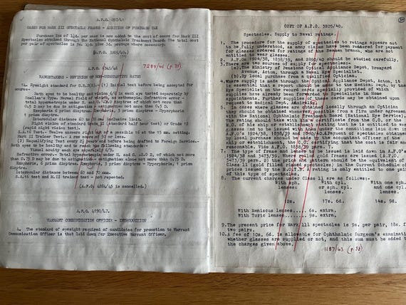 Large Rare Vintage Album Containing 100s Of Admiralty Letters Documents 1930s In Reference To Eyesight Standards In All Fields.
