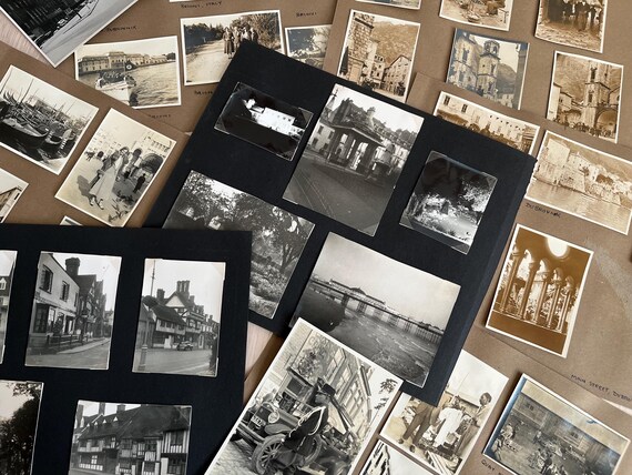 Collection Of 65 Old Photographs In Album Pages.