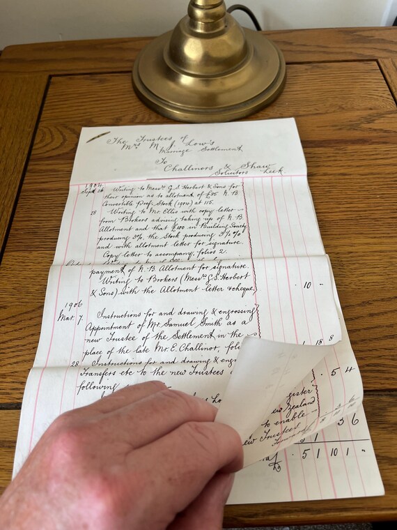 Vintage 1906 Handwritten Document Over 7 Pages Relating To A Marriage Settlement.