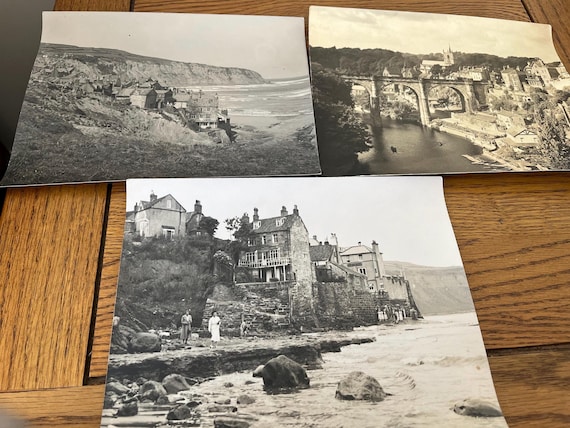 Large Vintage Photographs Of Robin Hoods Bay And Knaresborough 1930s