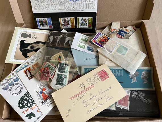 Box  Full Of Vintage Stamp Ephemera.