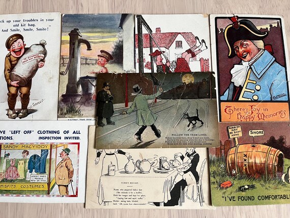 Collection Of Rare Vintage Comic Postcards Dating From 1906-10.