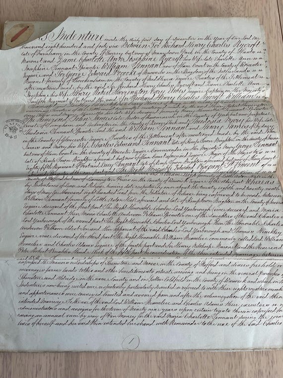 1846 Handwritten Indenture 9 Pages.