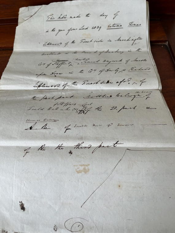Large Vintage 1839 Document, 22 Pages Handwritten.