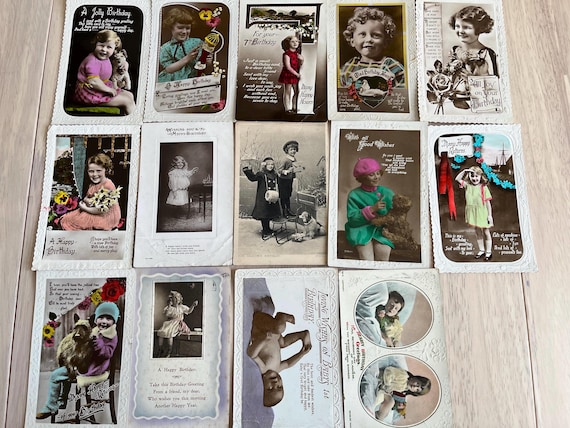 Collection Of Vintage Postcards with A Children Theme, Handwritten And Stamped.