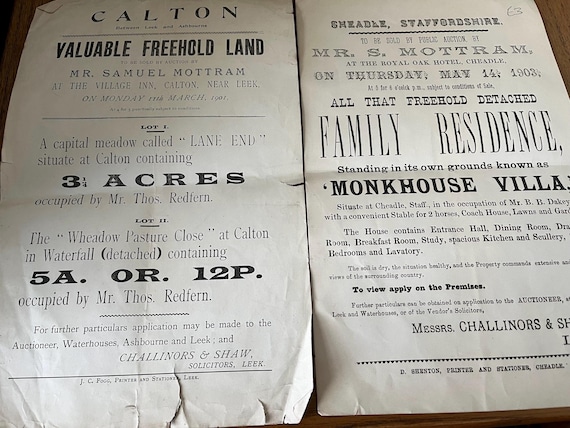 Vintage Public Auction Freehold Land And Detatched Residence Posters 1901/03.