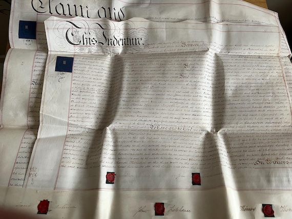Vintage Large Multipaged Conveyance Dating To 1841 With Wax Seals.