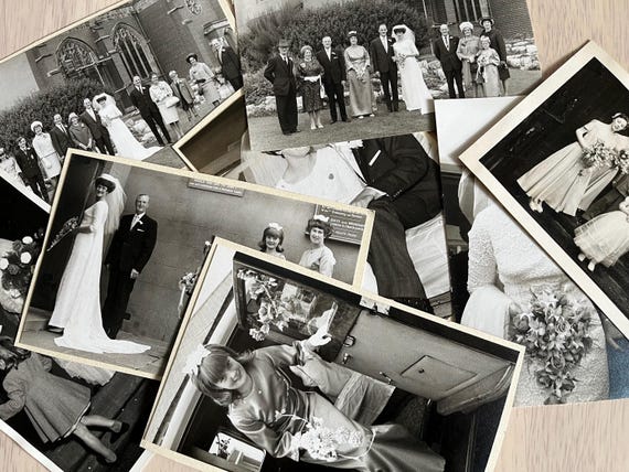 Vintage Wedding Themed Photographs Collection With Card Backing.