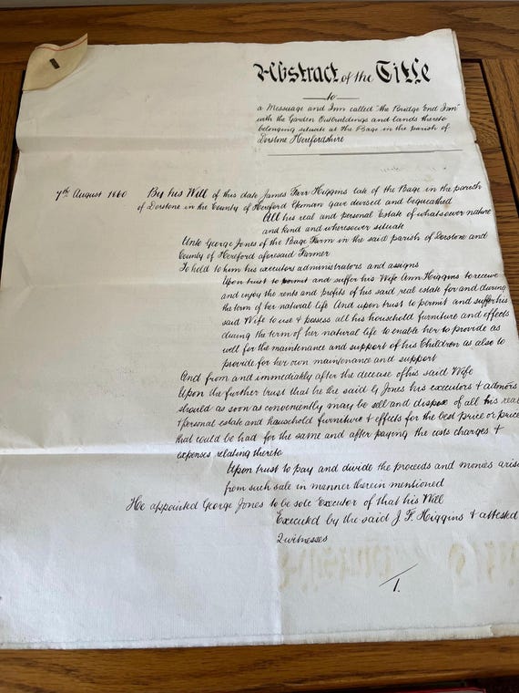 Victorian 1891 Abstract Of Title Large Document.