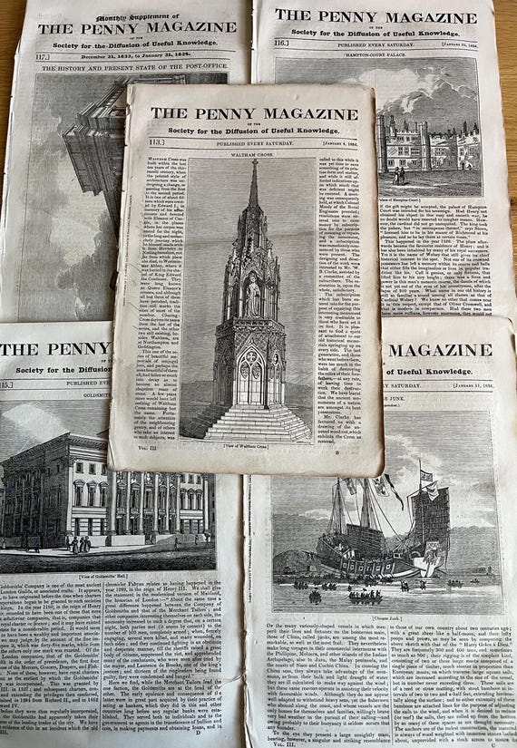 Collection Of Vintage 1834 The Penny Magazine Publications (Rare).