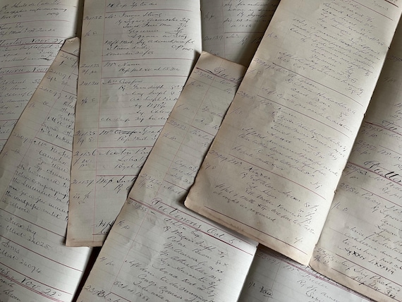 10 Pages Of Original Rare  Victorian Handwritten Chemists Prescription Ledger Paper.