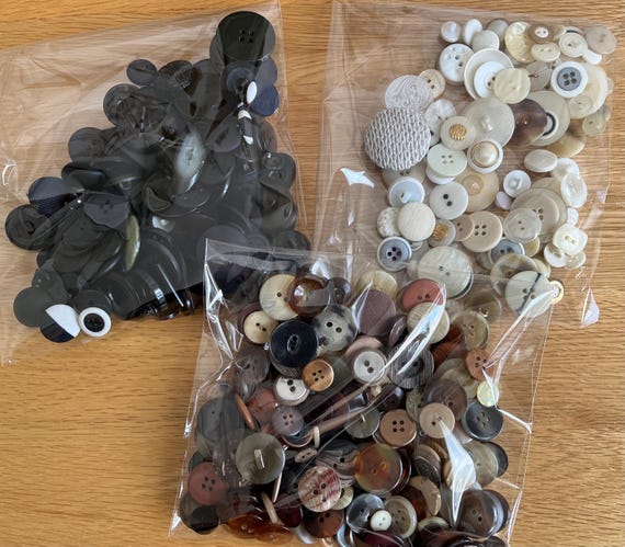 Collection Of Bags Of Vintage Buttons Ideal For Craft Use.
