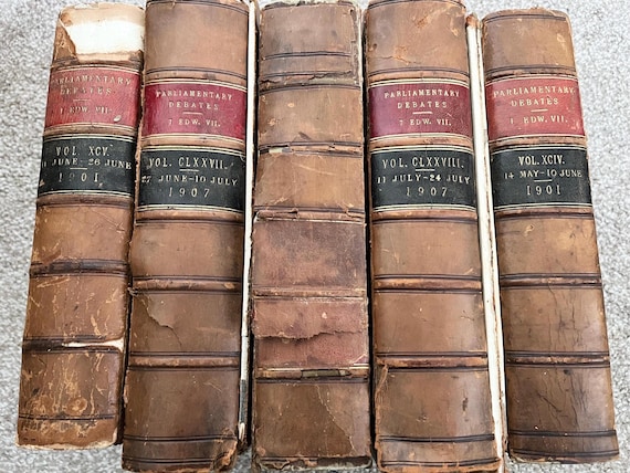 Collection Of Vintage Parliamentary Debates Books, Pages Clean But Covers Distressed With Damage To Spines 1901/07, Free UK Postage.