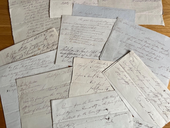 Collection Of Vintage Victorian Letters/ Receipts From The 1840s.