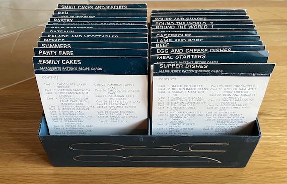 Large Vintage Box Of Marguerite Patten’s Recipe Cards 1960/70s.
