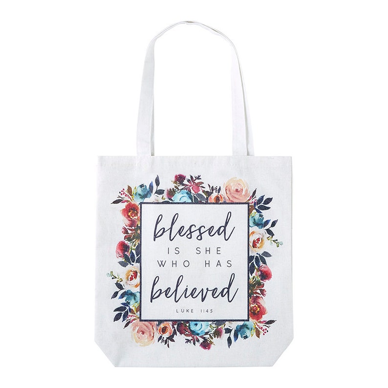 8 pk Blessed is She Who Has Believed Tote Bag with Inside Pocket
