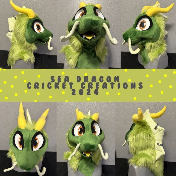 Sea Dragon Fursuit Head Premade, furry head, fursuit, premade furry, fursuit head