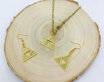 Triforce Earrings and Necklace