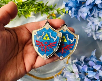 Hyrule Shield Earrings: Legend of Zelda, Acrylic Shield (2.5 inches)