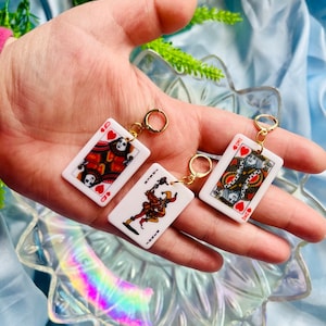 Pendientes de naipes, Joker, reina, pendientes de cartas rey