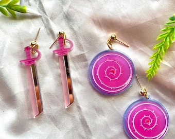 Steven universe earrings: Acrylic jewelry, sword and shield