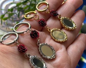 Brincos espelhados: Joias refletoras, rosa