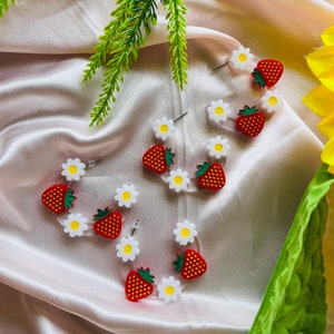 Strawberry hoops, Acrylic hoops, Strawberry hoops