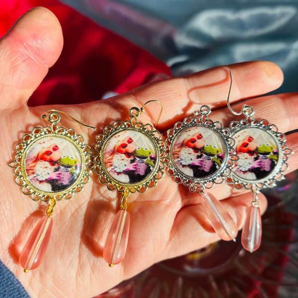Miss Piggy and Kermit-oorbellen: sterlingzilver en sieraden van hars