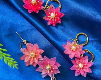 Shrink plastic earrings: Lotus flower