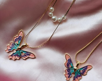 Gold Fairy Schmuck: vergoldete Schmetterling Kette