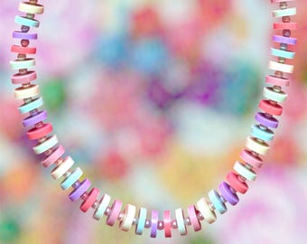 Beaded necklace: acrylic candy necklace, faux pearls
