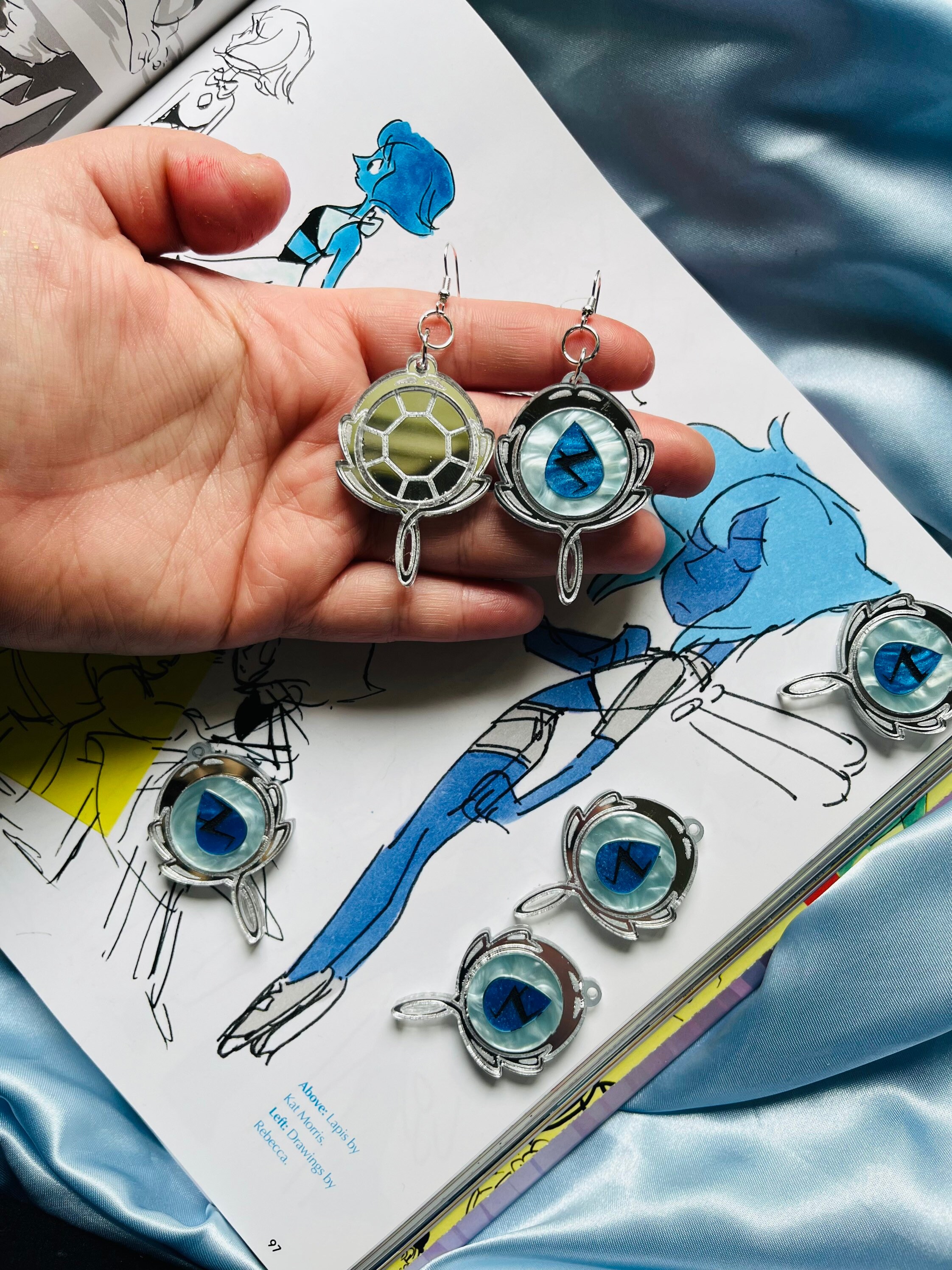 Lapis Lazuli Mirror Earrings, Double Sided Earrings, Steven