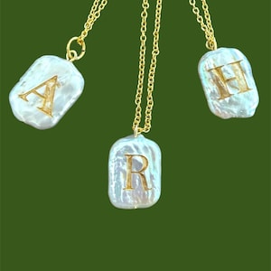 Collar de letras personalizable, collar de perlas auténticas, joyas de perlas, joyas personalizadas