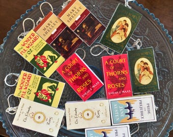 Brincos impressos em 3D: joias de livros, brincos de livros, amantes de livros