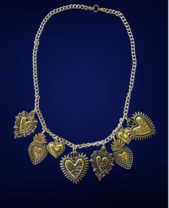 ゴールドチャームネックレス：チャンキーハートネックレス - Etsy 日本