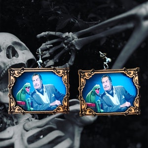 Vincent Price and Kermit Earrings Frame Muppet Wood Earrings