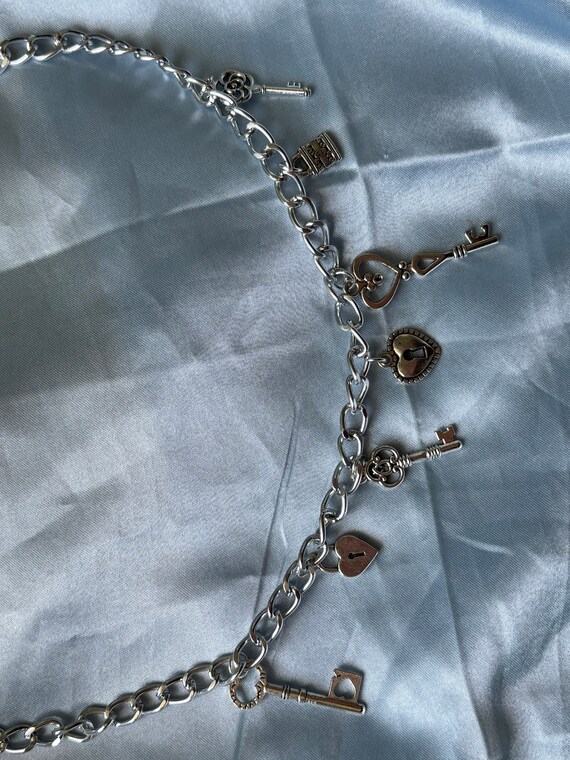 Collana A Strati Con Ciondolo Lucchetto E Chiave - Stile Punk Vintage, Oro, Con Catena A Maglie E Moschettone - Regalo Per Coppia