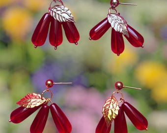 Beaded earrings: Persephone inspired jewelry, gold and silver