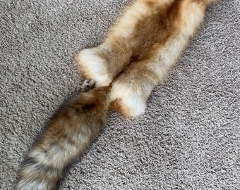 SELECCIONAR Piel de zorro rojo salvaje Piel natural Decoración de cabaña de troncos Arte Cueva del hombre Ruff de coyote