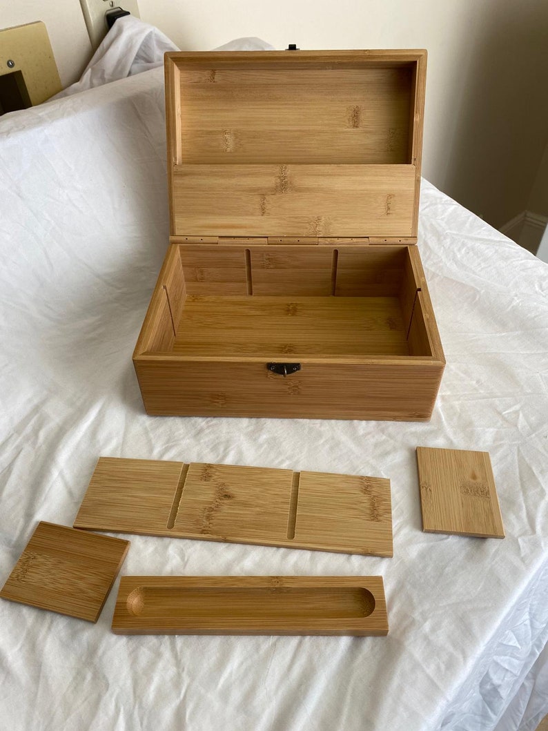 10x7x4 inch Wood Stash Box with Rolling Tray and Lid Rock Etsy