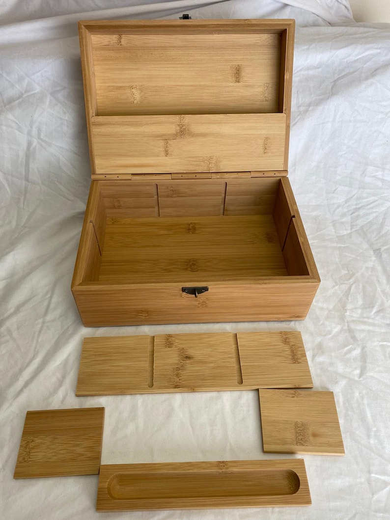 10x7x4 inch Wood Stash Box with Rolling Tray and Lid Rock Etsy