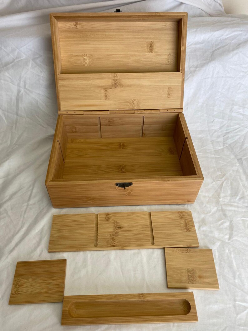 10x7x4 inch Wood Stash Box with Rolling Tray and Lid Rock Etsy