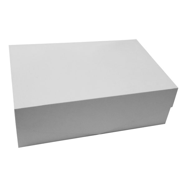 Extra Large Gift Box 17x14.5x5.5 Rectangular, Sturdy Storage Box Magnetic Lid Closure, Glossy White, Gift Boxes for Clothes and Large Gifts