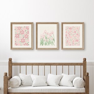 Pink Tulip Floral Wall Art Printable Wall Art Pastel Prints Pink Flower Posters Floral Room Decor Dorm Room Decor Girly Wall Art Digital Art