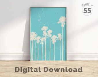 Coastal Wall Art Print, Beach Printable Art, Boho Beach Print, Palm Tree Prints, Coastal Wall Decor, Beach house Decor, Tropical Art