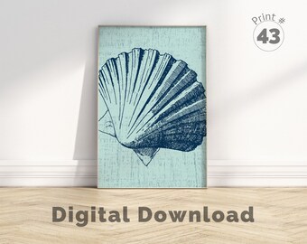 Coastal Art Print, Shell Print, Boho Beach Art, Beach Print, Coastal Printable, Coastal Wall Decor, Beach Decor, Printable Wall Art