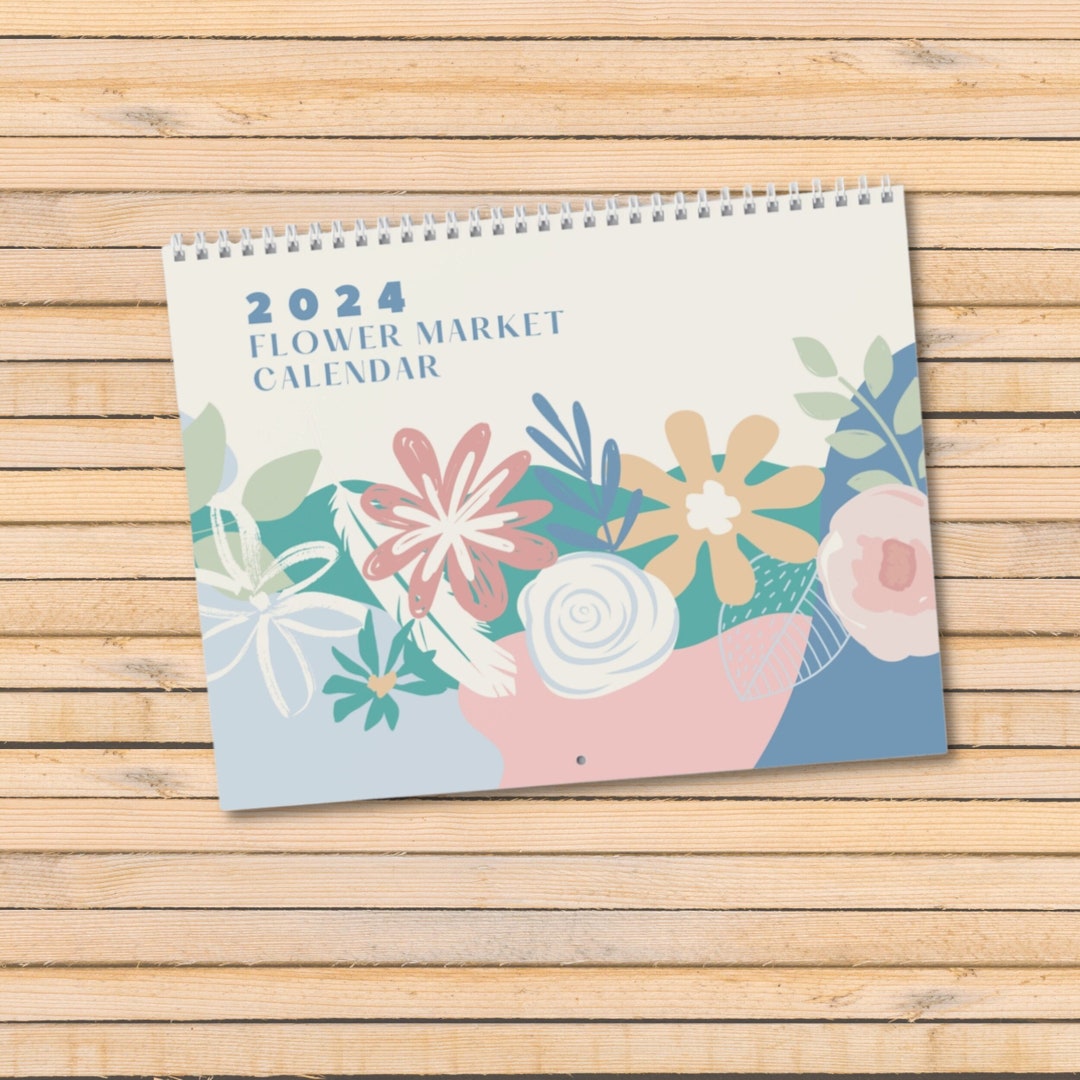 2024 Wall Calendar Flower Market Art Prints, Illustrated Poster