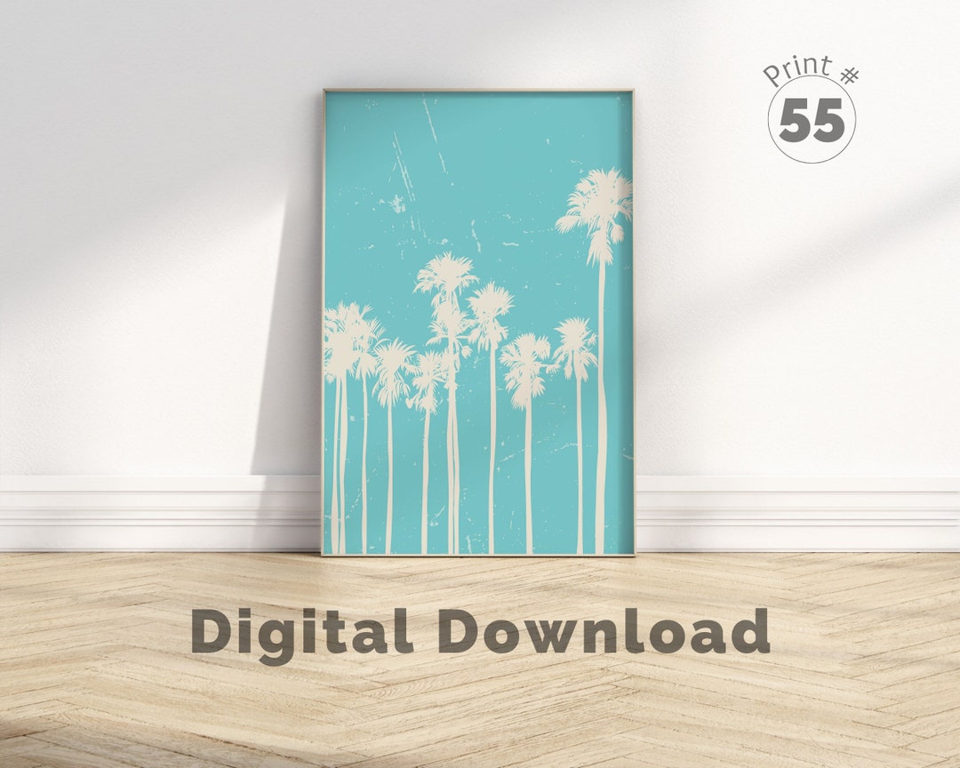 Coastal Wall Art Print, Beach Printable Art, Boho Beach Print, Palm ...