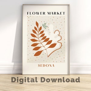 Flower Market Print | Sage and Terracotta Wall Art | Digital Prints Flower Market Print | Green Matisse | Flower Market Poster | Terracotta