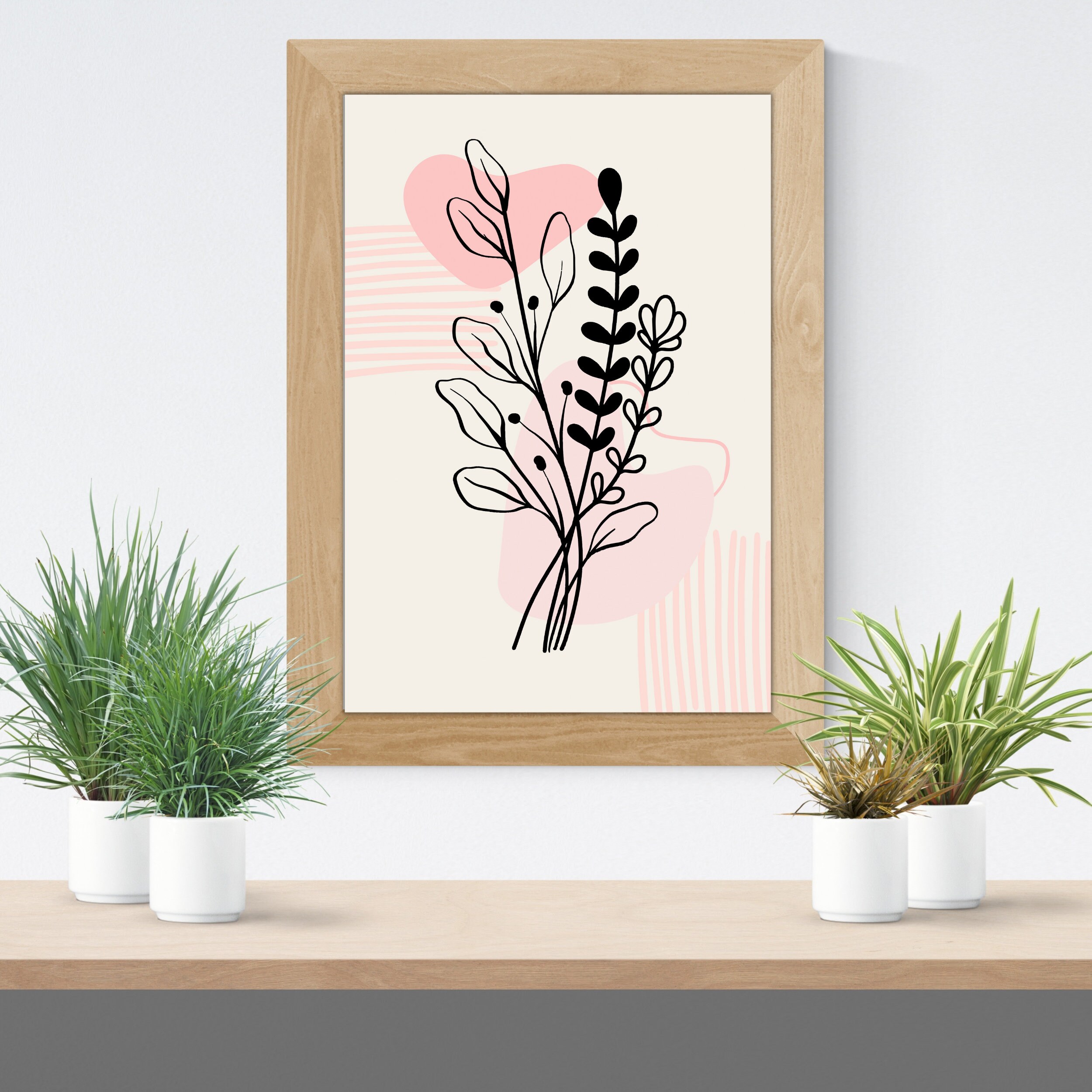 Blush Pink Botanical Print | Pink Wall Art | Pink Floral Wall Art ...